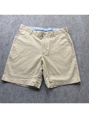 Georgia Bulldogs Peter Millar Chino Shorts Men 33 Beige Flat Front 8" Stretch